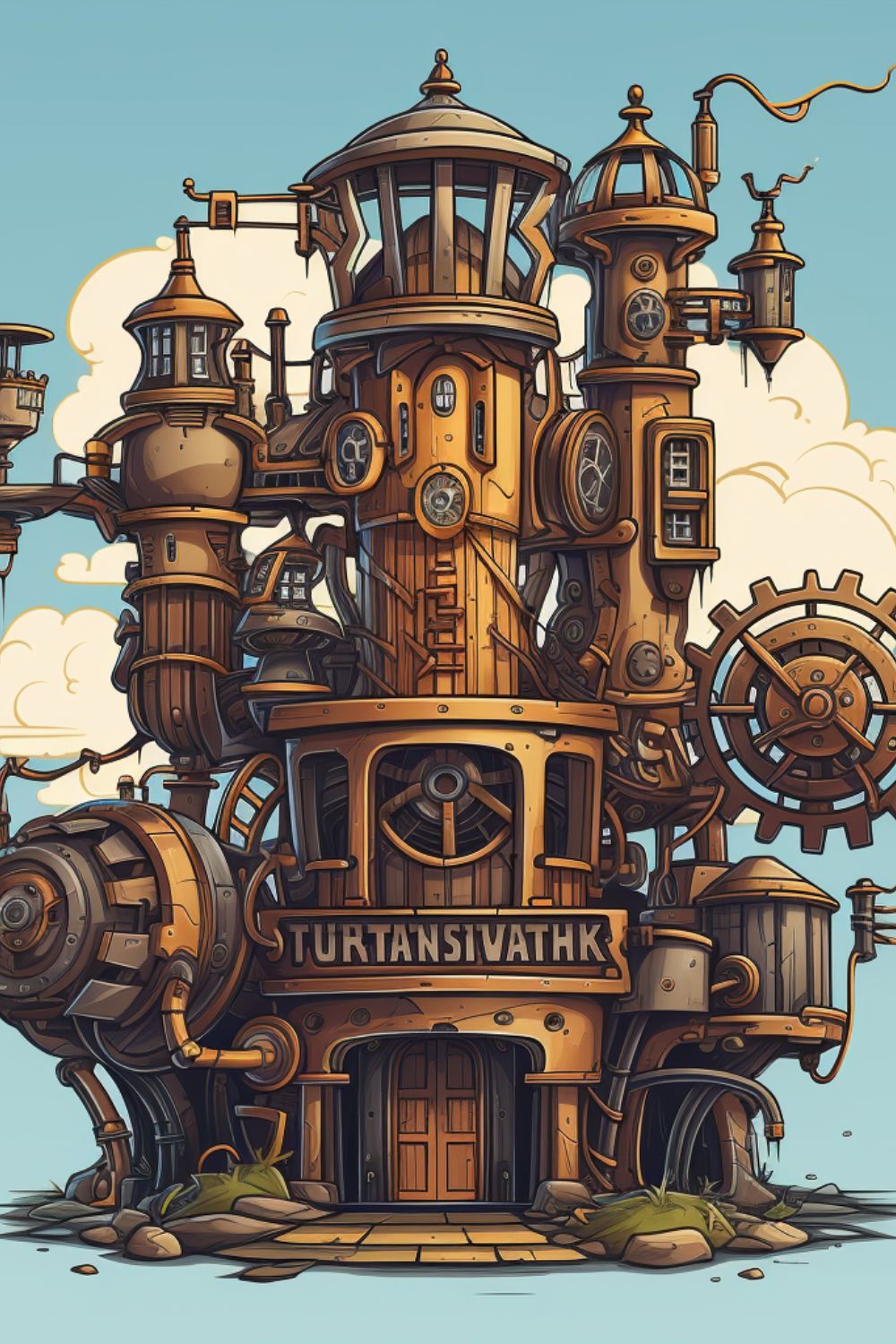 Steampunk game illustrations pinterest preview image.