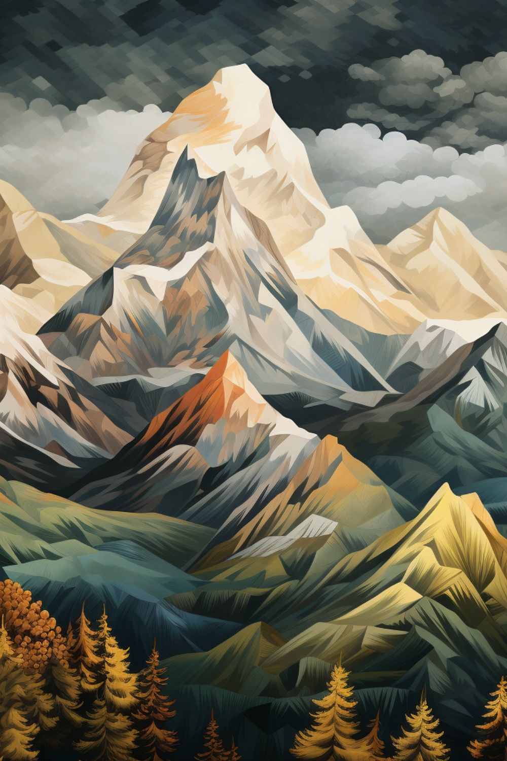 Sunset-mountains illustrations pinterest preview image.