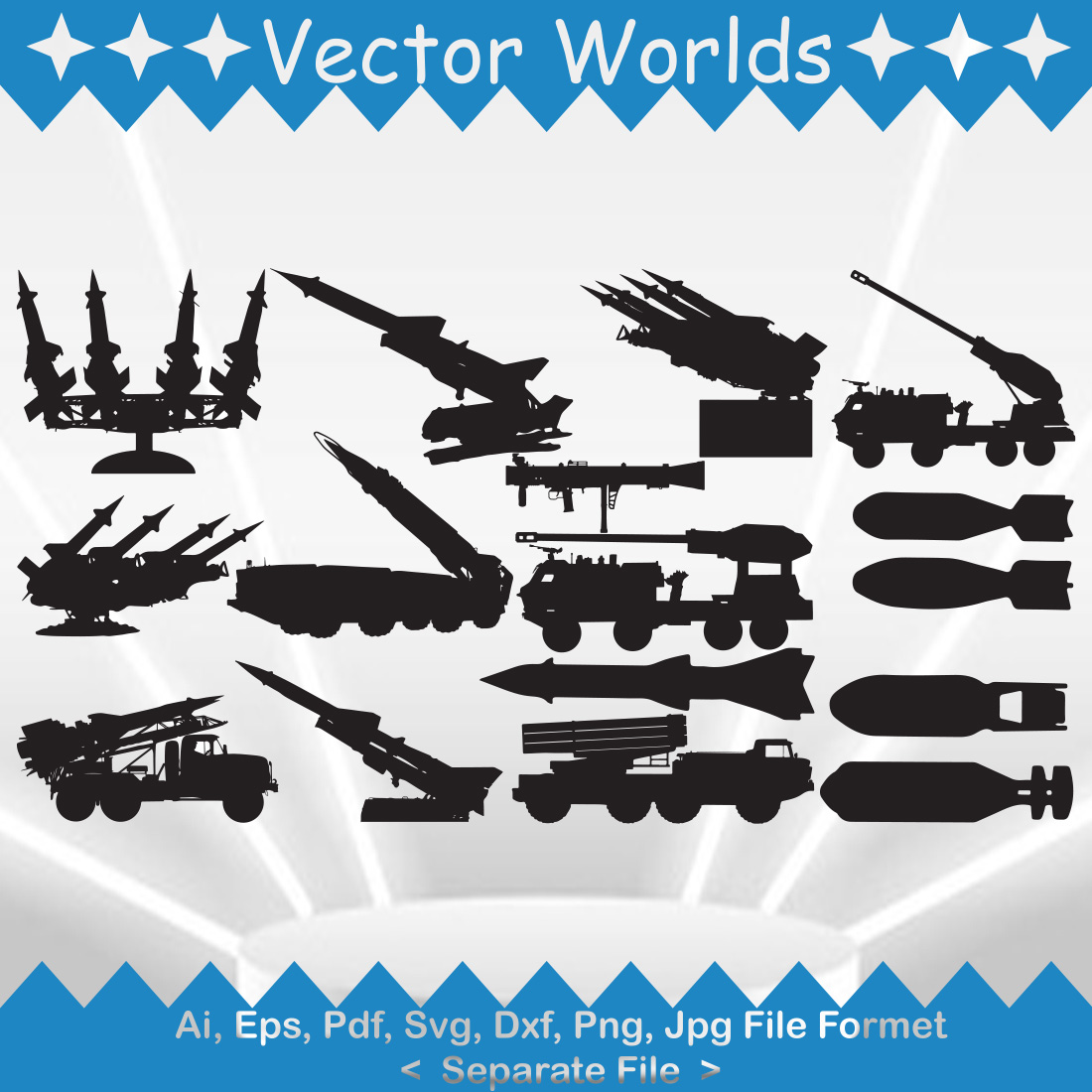 Rocket Launcher Missile SVG Vector Design preview image.