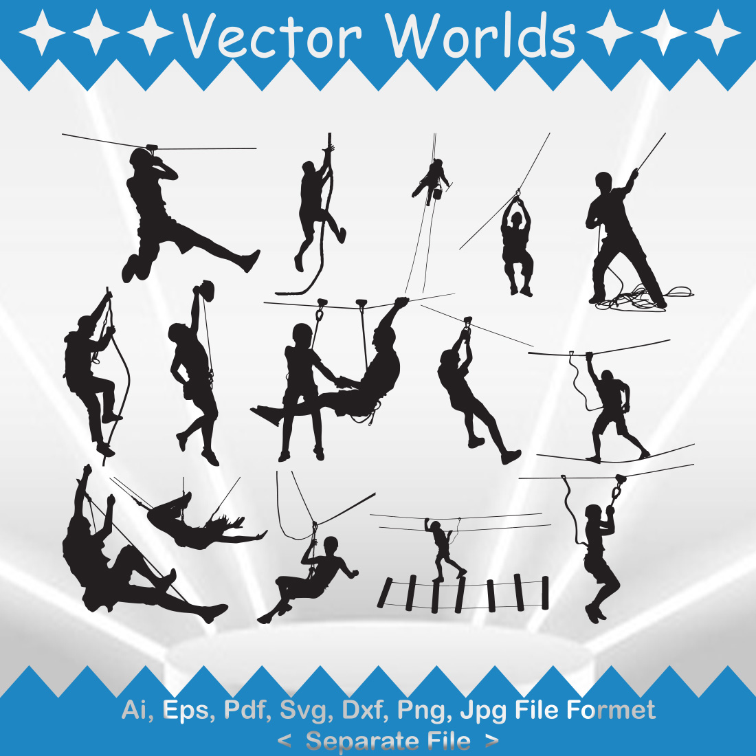 Rescue climber crew with rope SVG Vector Design preview image.