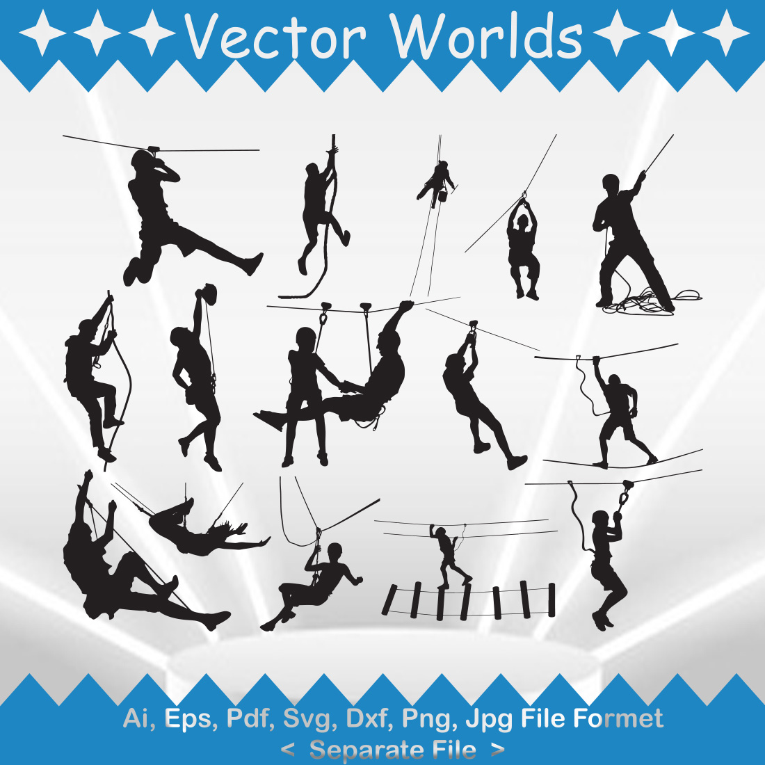 Rescue climber crew with rope SVG Vector Design