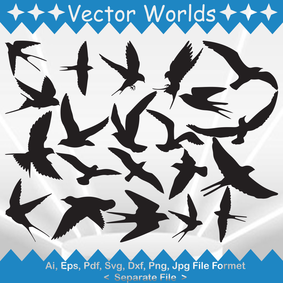 Swallow Birds SVG Vector Design preview image.