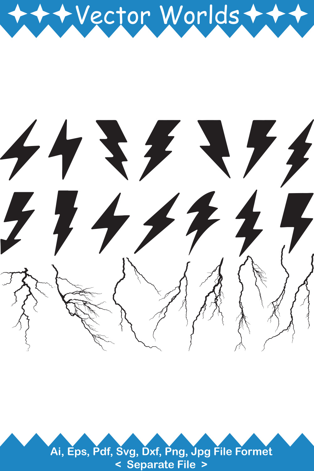 Thunder SVG Vector Design pinterest preview image.