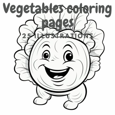 Vegetables coloring pages cover image.