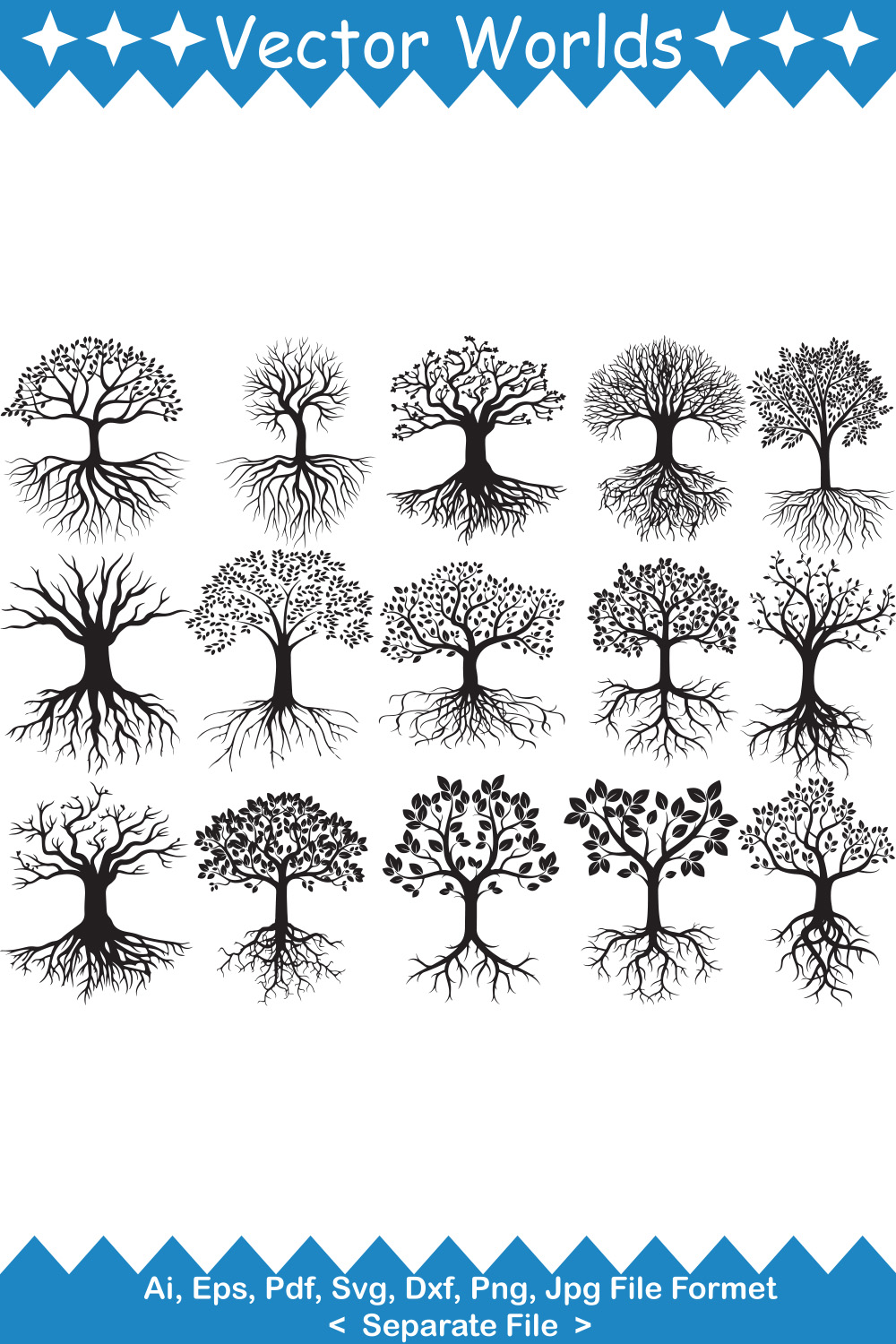 Root Tree SVG Vector Design pinterest preview image.