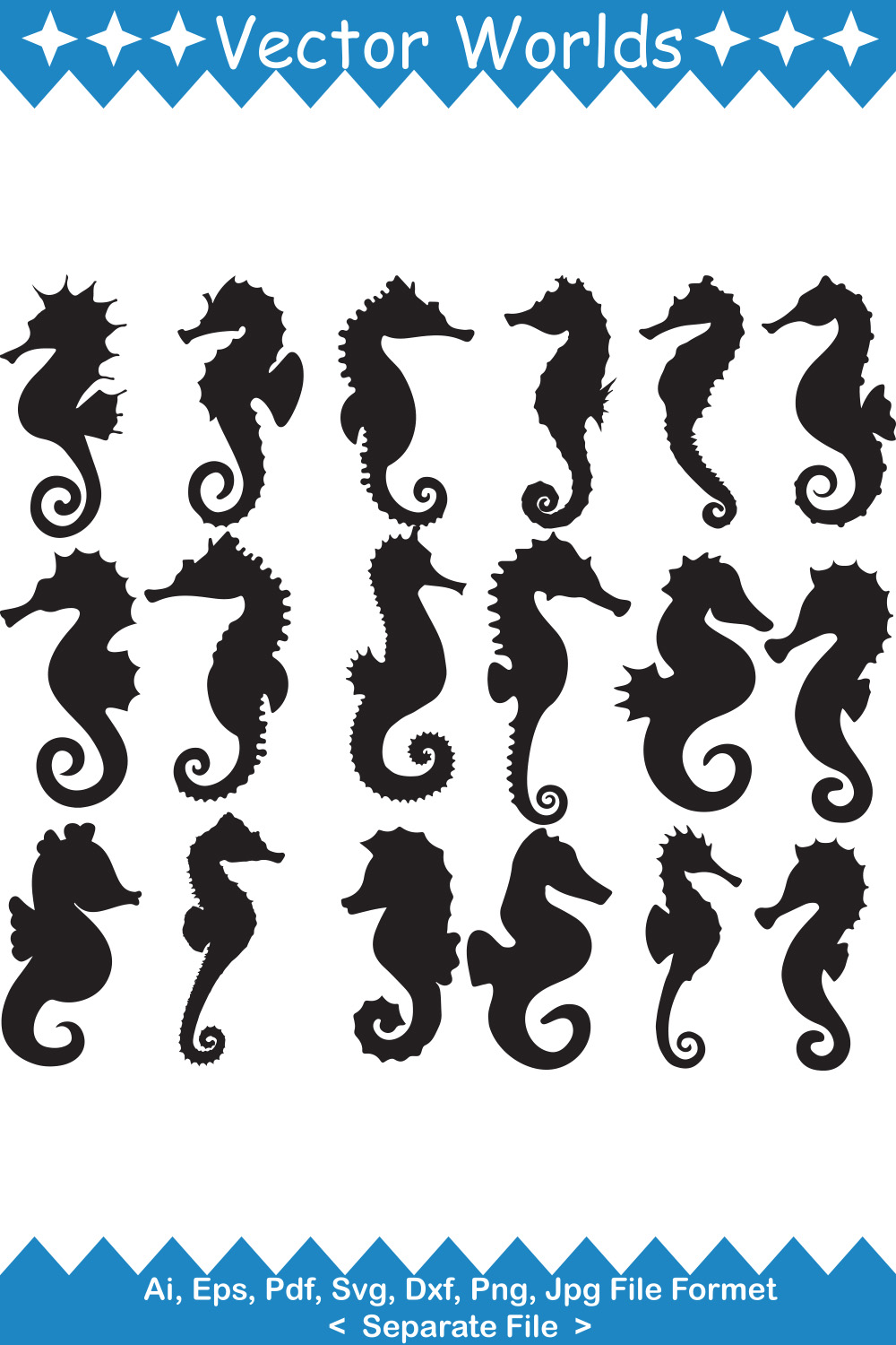 Seahorse SVG Vector Design pinterest preview image.