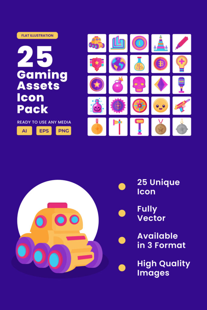 Gaming Asset 2D Icon Illustration Set Vol 2 - MasterBundles