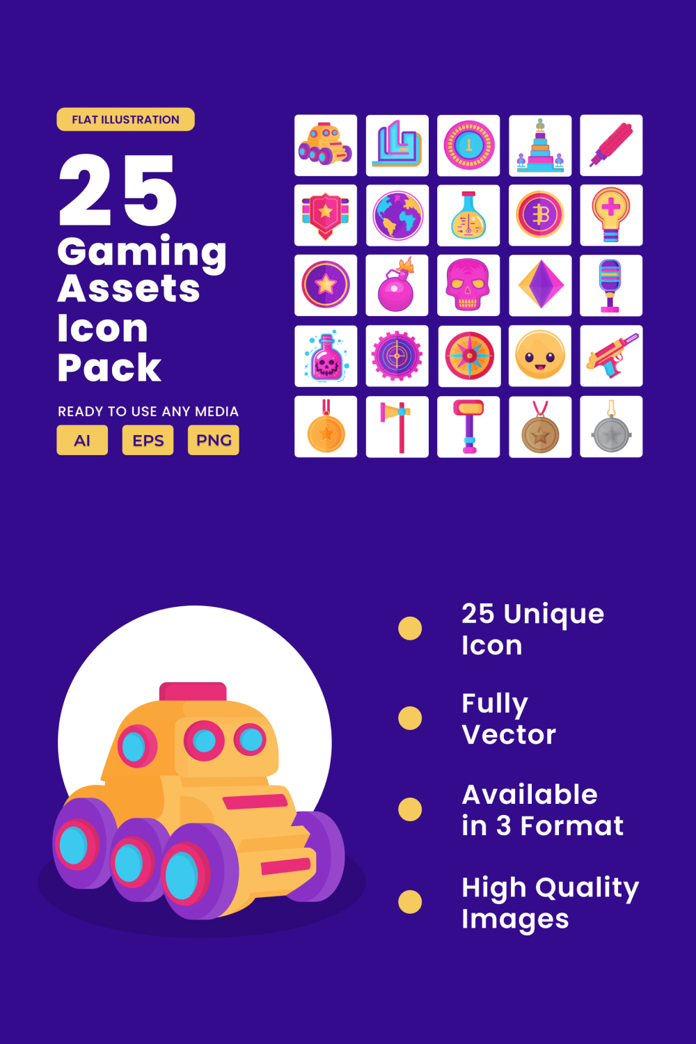 Gaming Asset 2D Icon Illustration Set Vol 2 pinterest preview image.