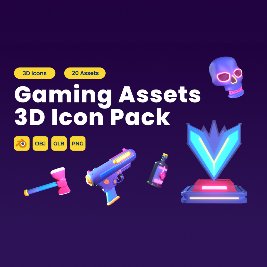 Gaming Asset 3D Icon Pack Vol 4 preview image.