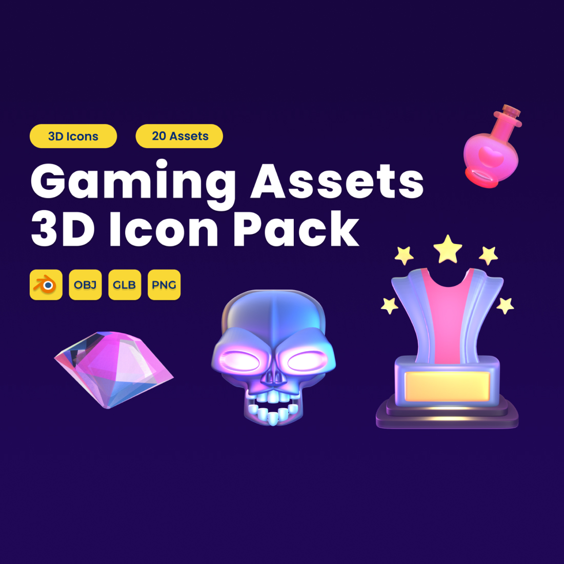 Gaming Asset 3D Icon Pack Vol 6 preview image.