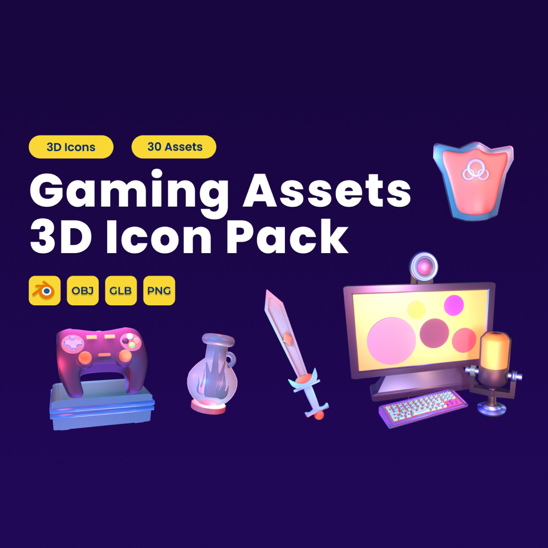 Gaming Asset 3D Icon Pack Vol 5 preview image.