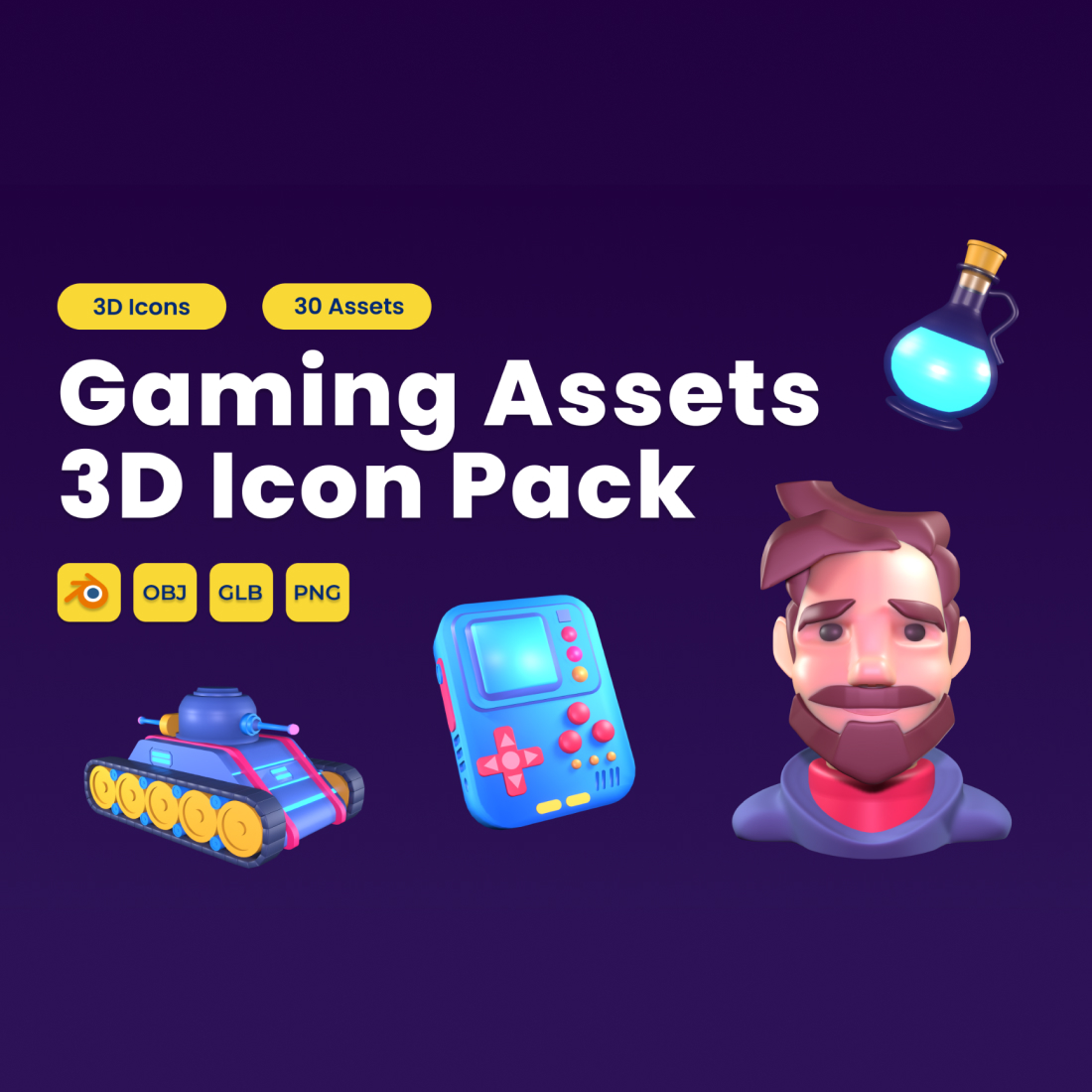 Gaming Asset 3D Icon Pack Vol 3 preview image.