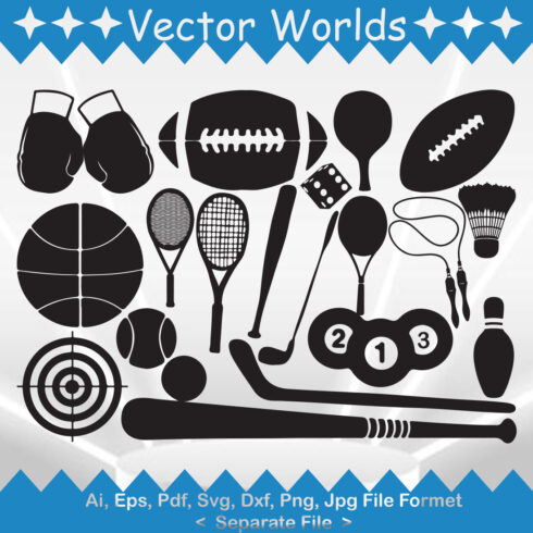 Sports Equipment SVG Vector Design cover image.