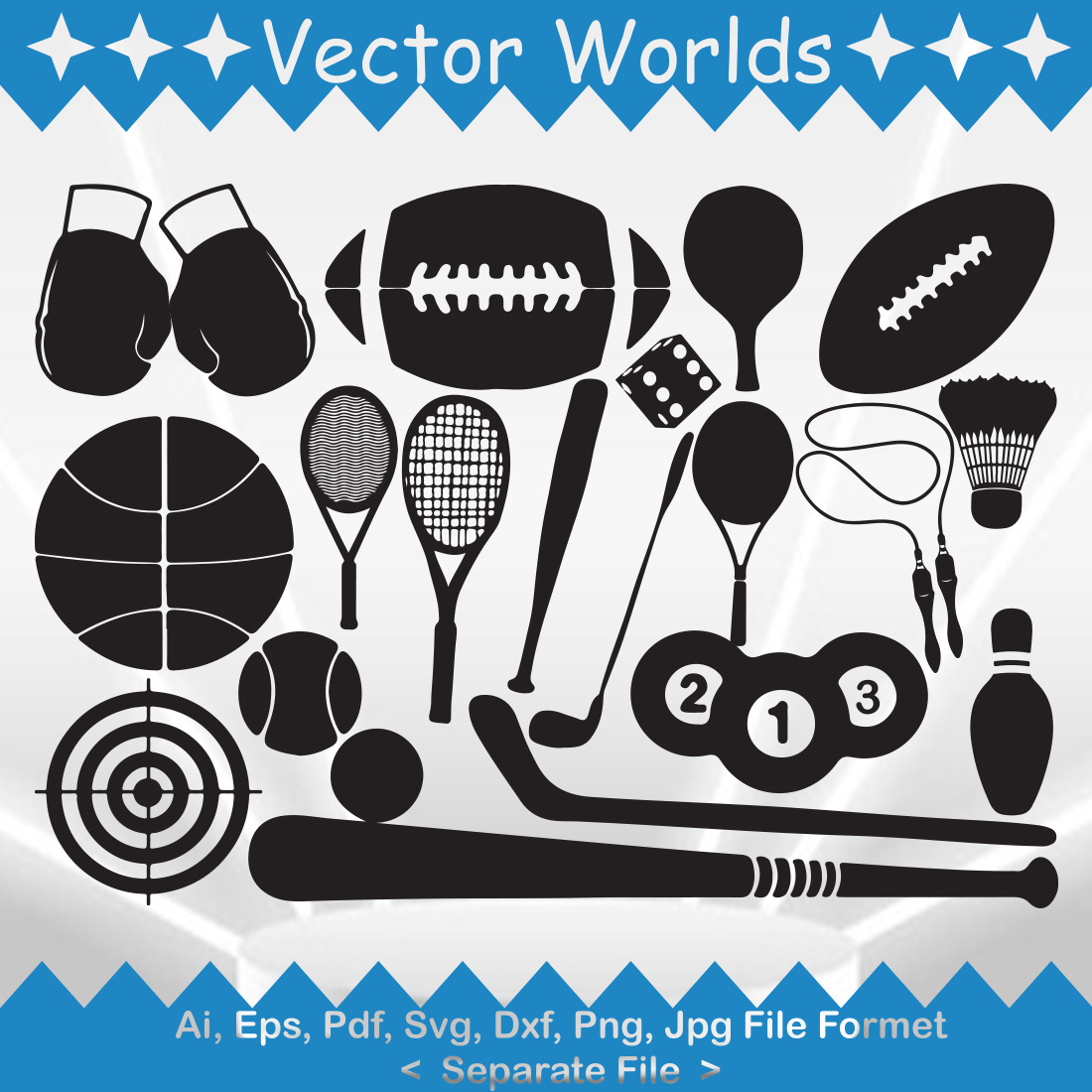 Sports Equipment SVG Vector Design preview image.