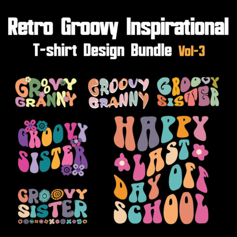 Retro Groovy Inspirational T-shirt Design Bundle Vol-3 cover image.