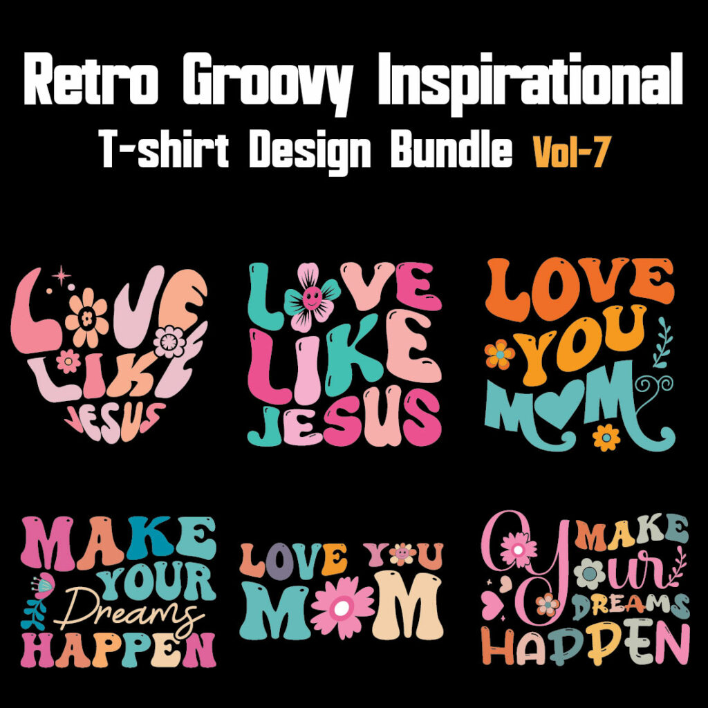 Retro Groovy Inspirational T Shirt Design Bundle Vol Masterbundles