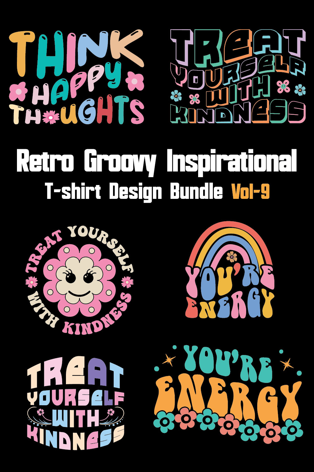 Motivational Typography T-shirt Design Bundle Vol-9 pinterest preview image.