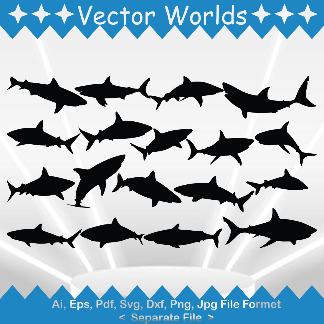 Shark SVG Vector Design preview image.