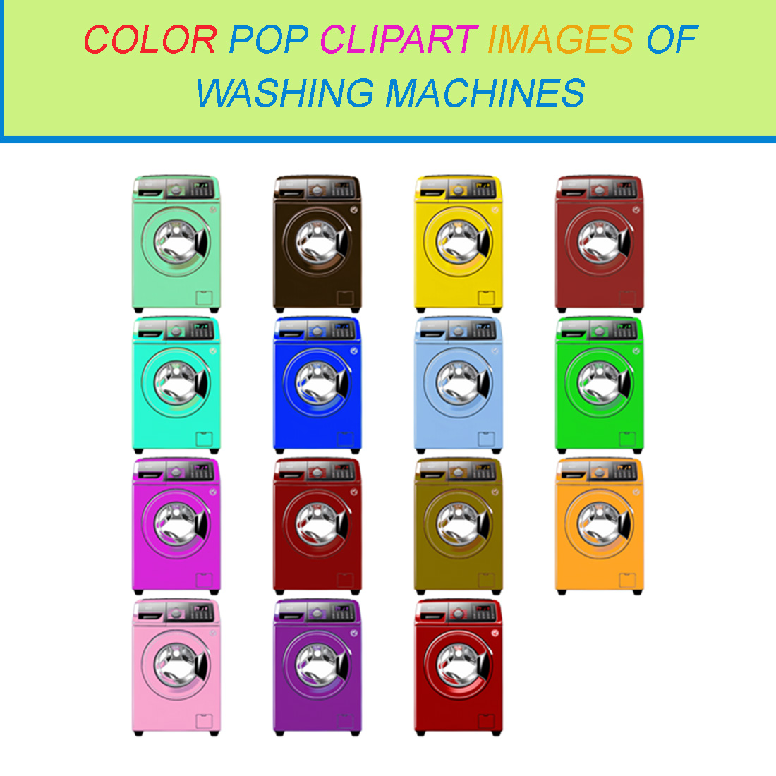 15 COLOR POP CLIPART IMAGES OF WASHING MACHINES cover image.