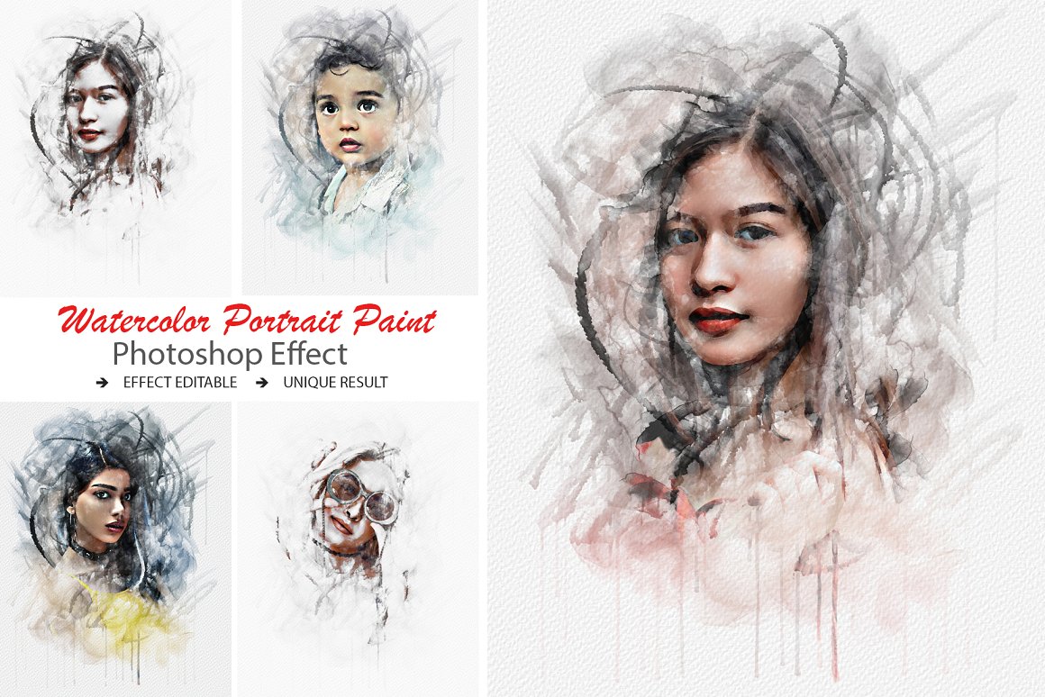 watercolor droping portrait photo effect cover 311