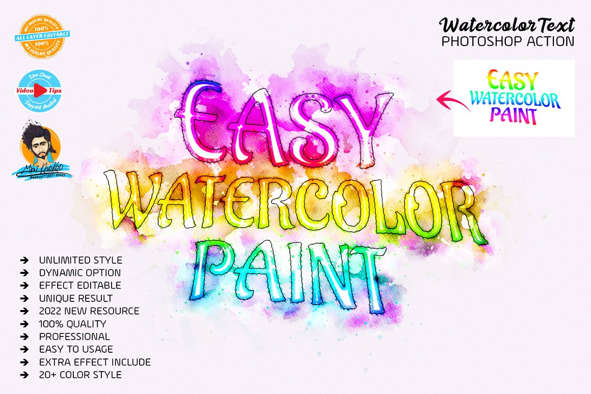 watercolor text photoshop action 380