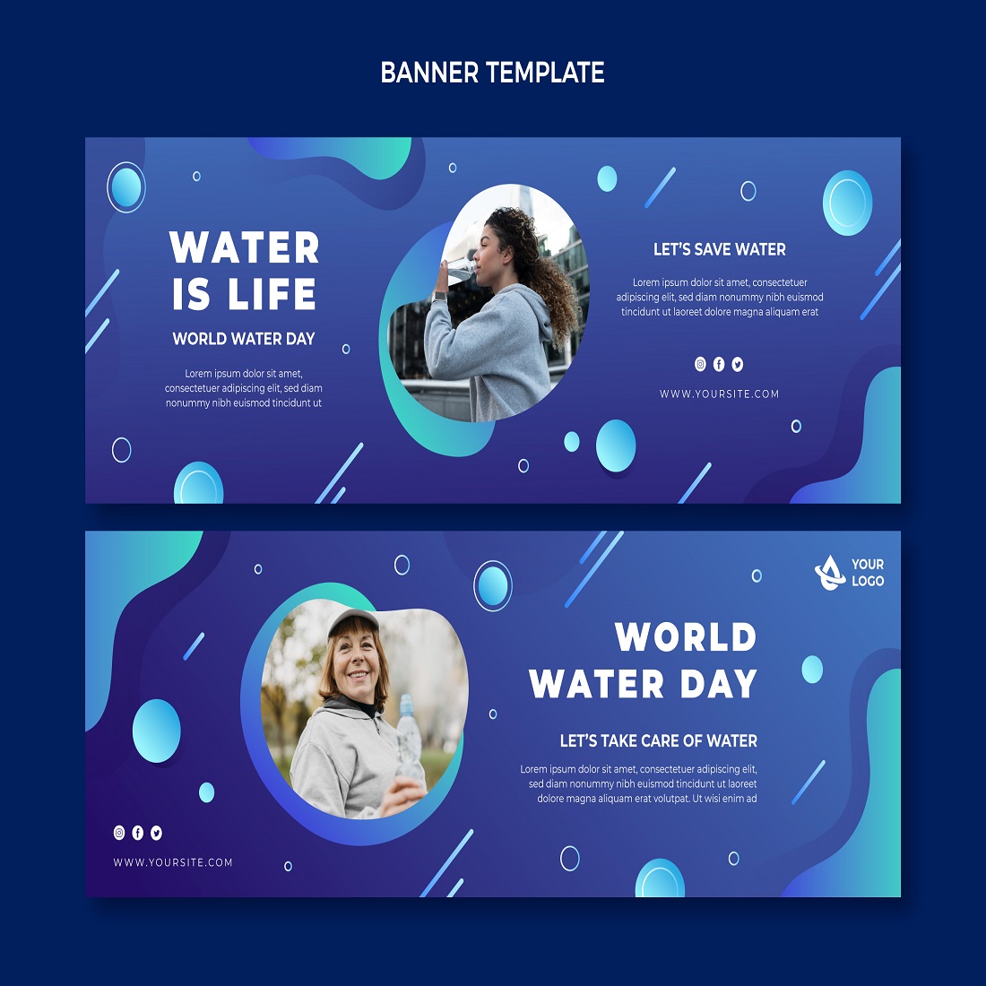 World water day horizontal banners preview image.
