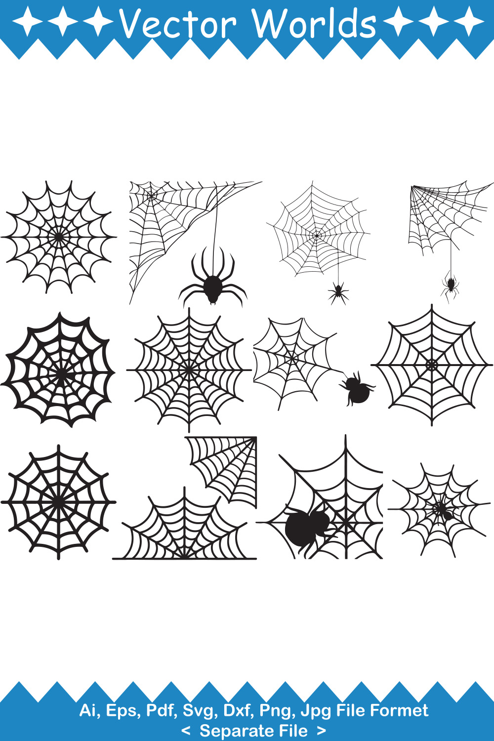 Spider Web SVG Vector Design pinterest preview image.