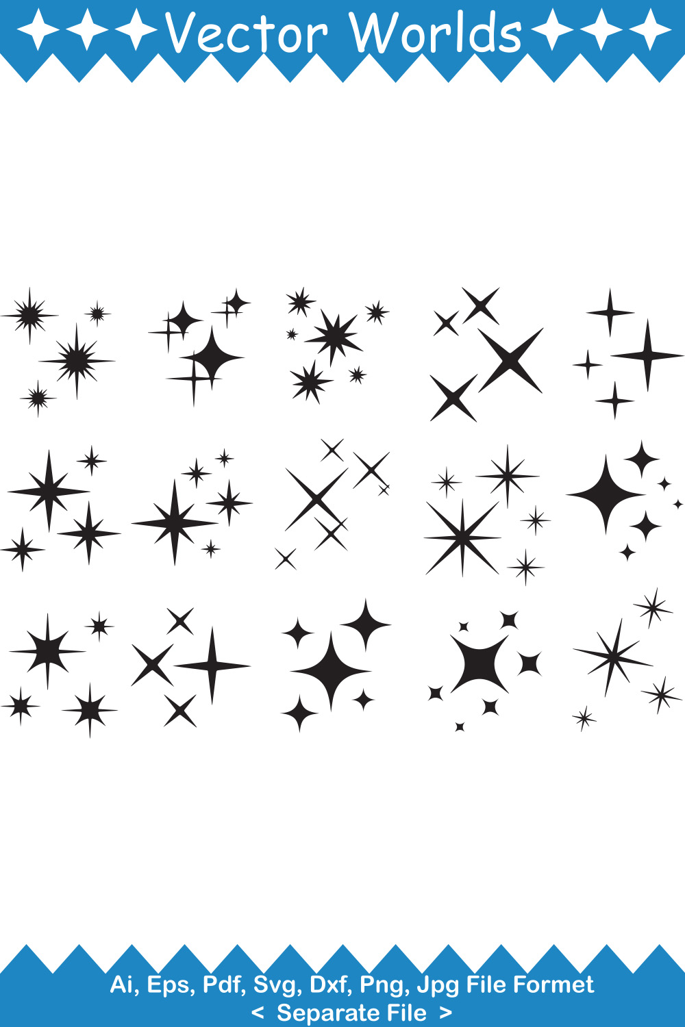 Star Sparkle SVG Vector Design pinterest preview image.