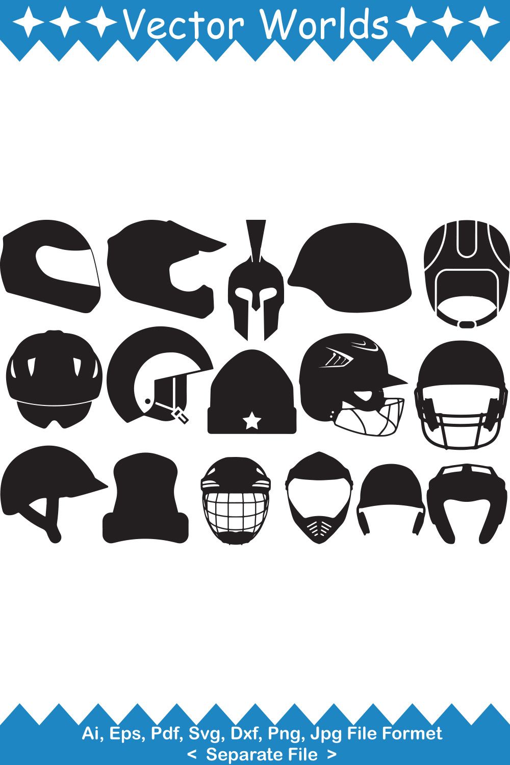 Sports Helmet SVG Vector Design pinterest preview image.