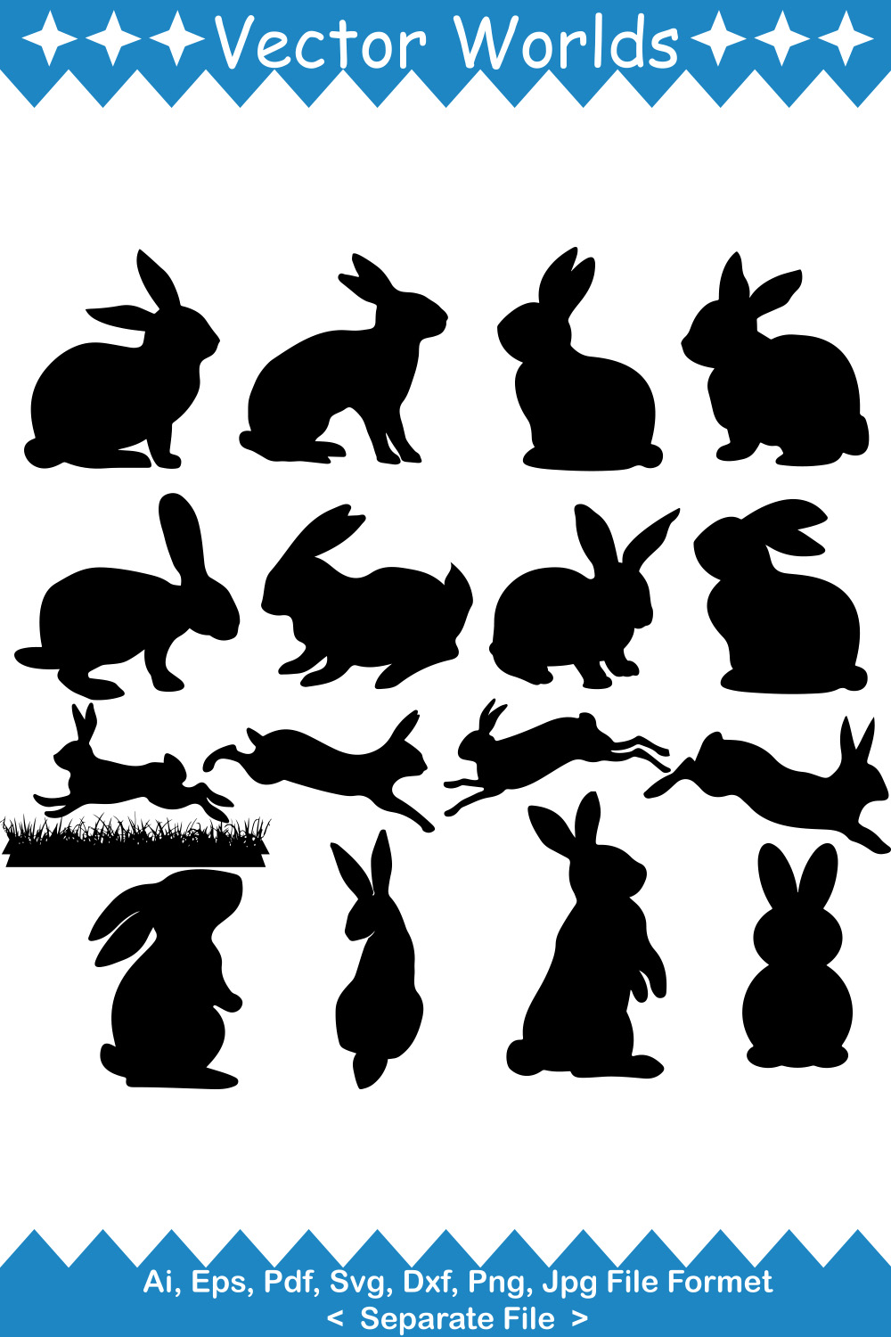 Rabbit SVG Vector Design pinterest preview image.