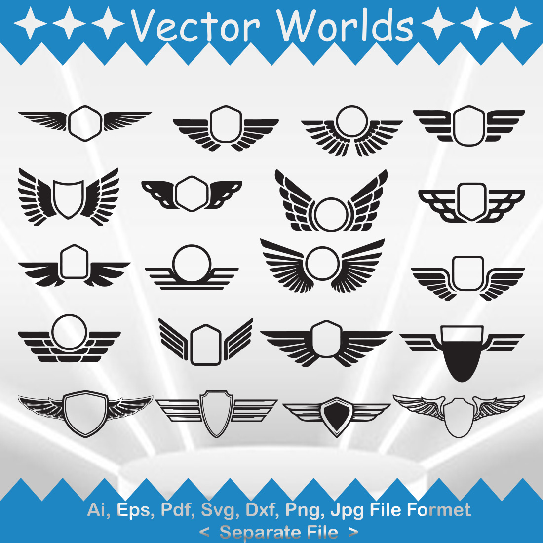 Wings Badge SVG Vector Design cover image.