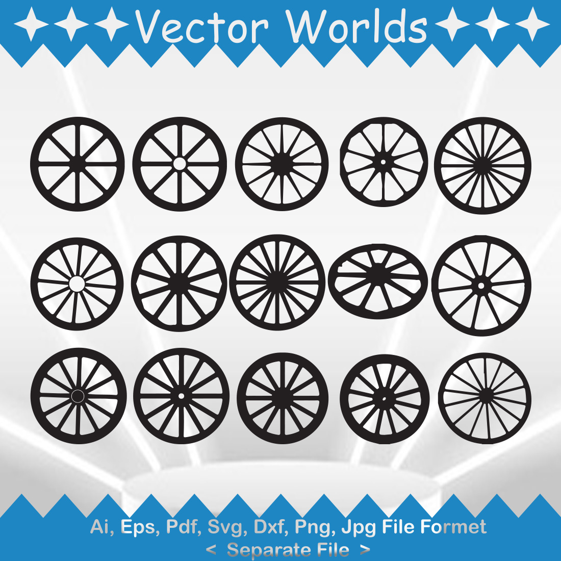 Wagon Wheel SVG Vector Design preview image.