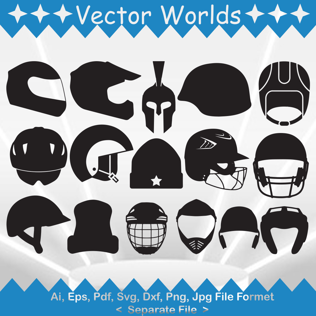 Sports Helmet SVG Vector Design cover image.