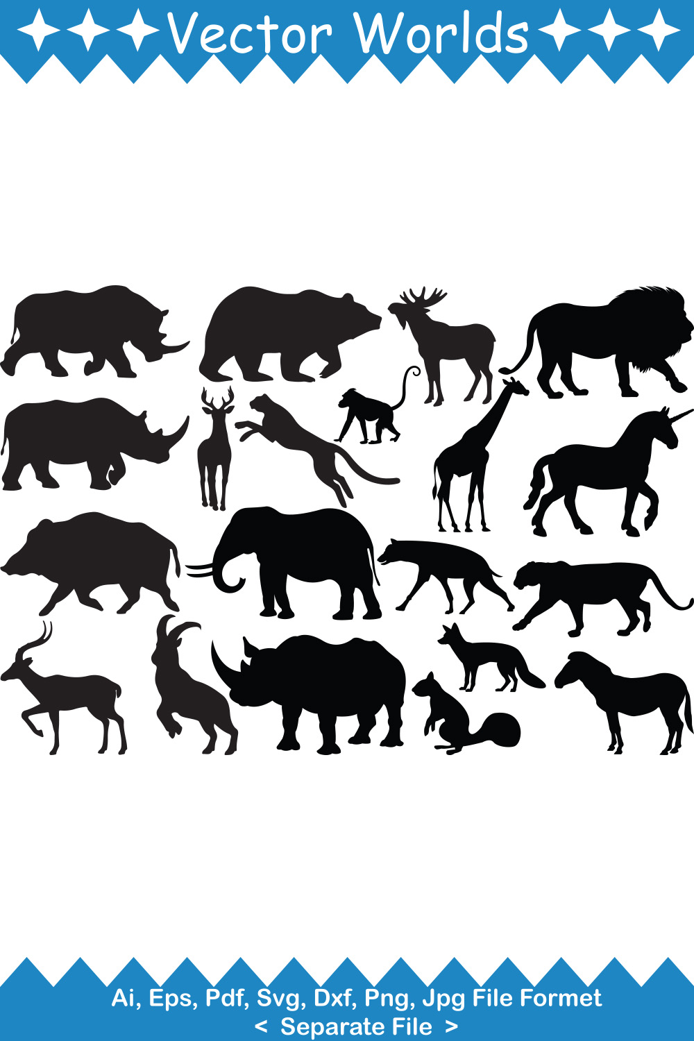 Wild Animals SVG Vector Design pinterest preview image.