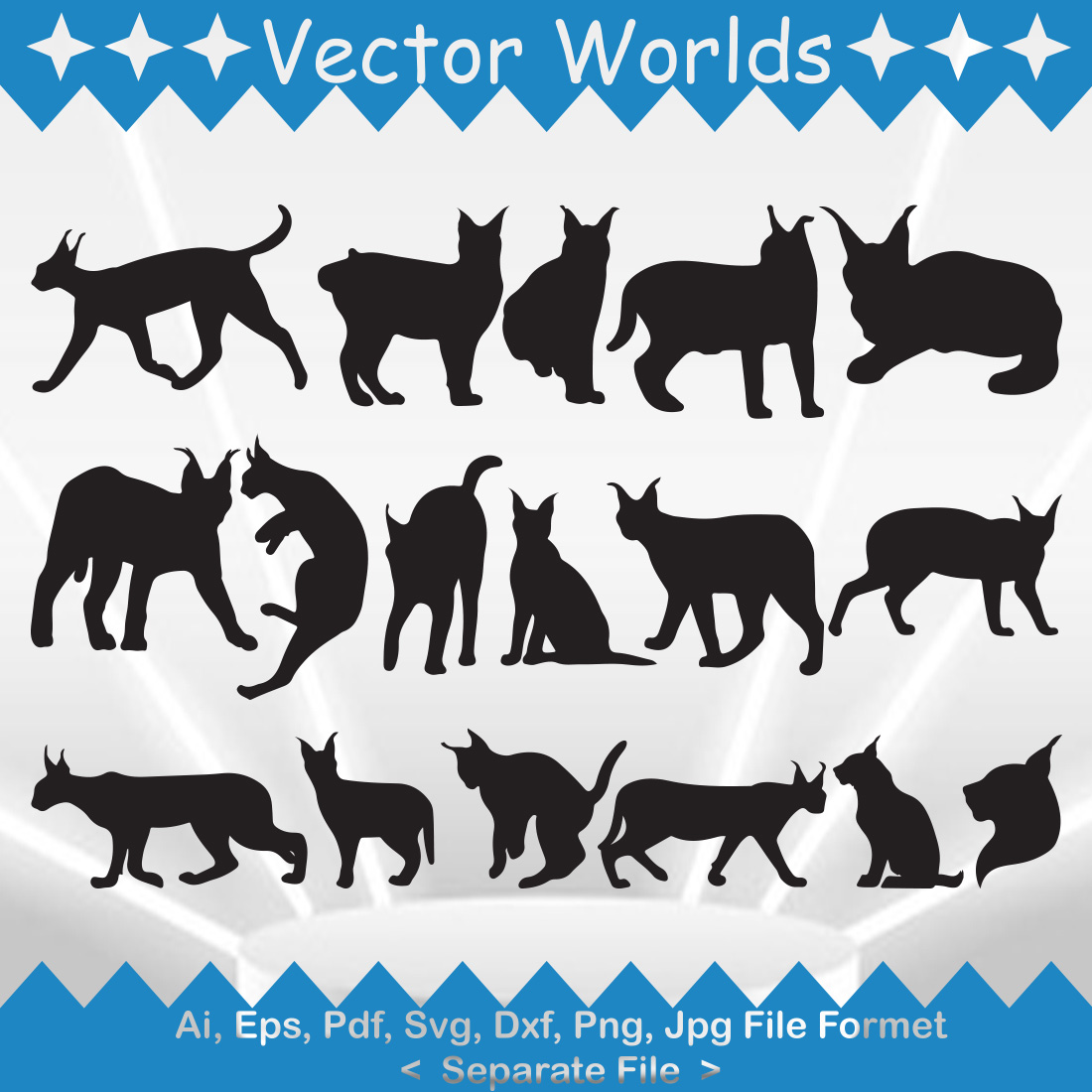 Wild Caracal Cat SVG Vector Design preview image.