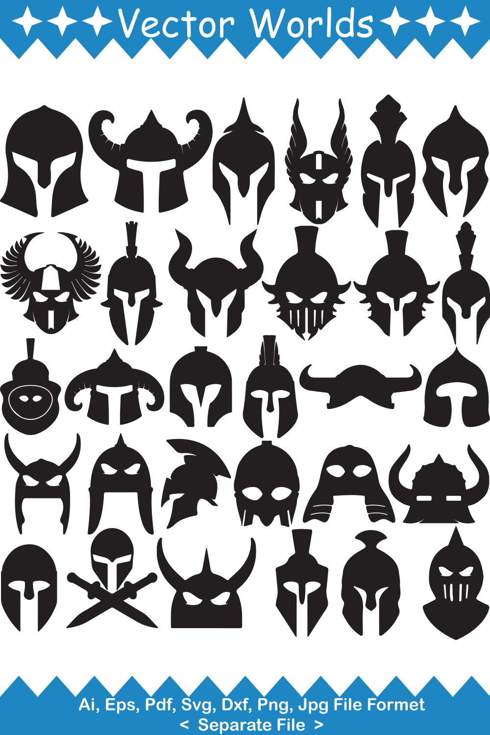 Warriors helmet SVG Vector Design pinterest preview image.