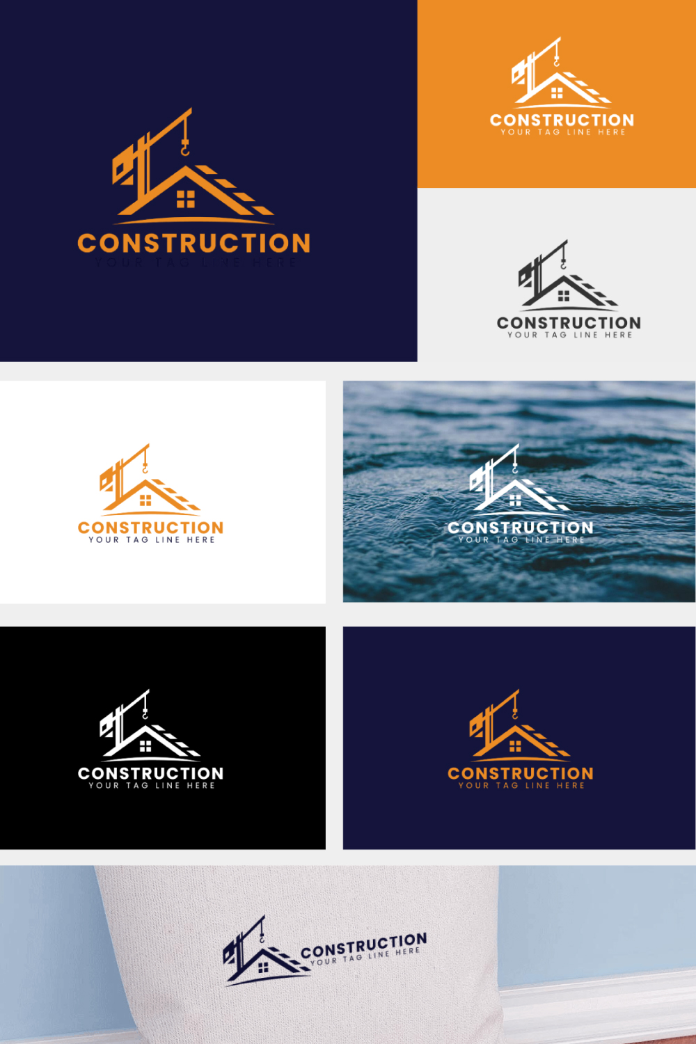 Creative Construction Logo Template pinterest preview image.