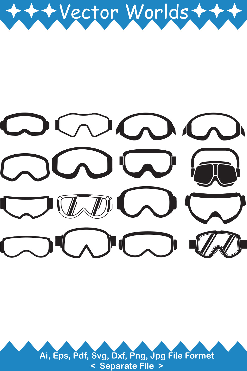 Snow Goggles SVG Vector Design pinterest preview image.