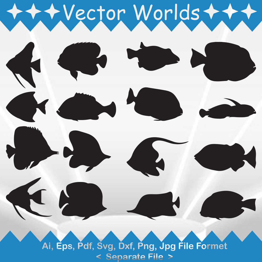 Tropical fish SVG Vector Design cover image.