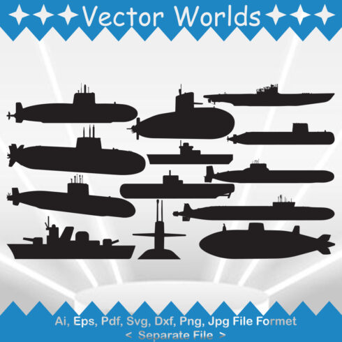 Submarine SVG Vector Design cover image.