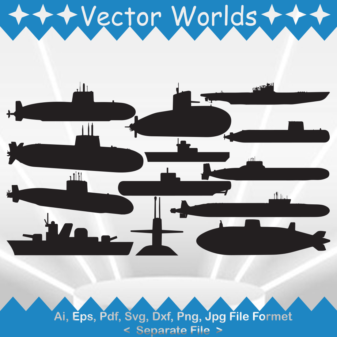 Submarine SVG Vector Design preview image.