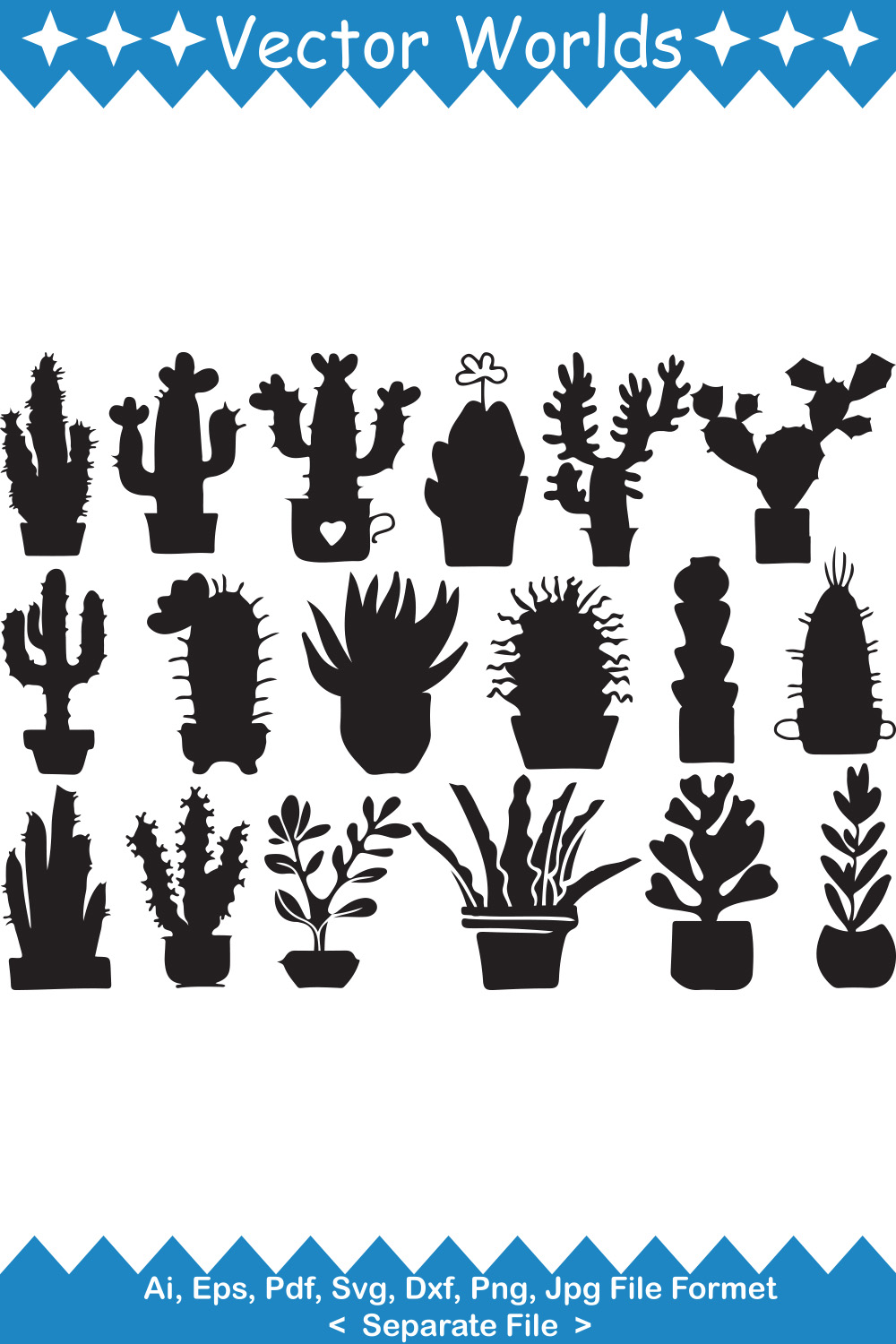 Succulent In Pot SVG Vector Design pinterest preview image.