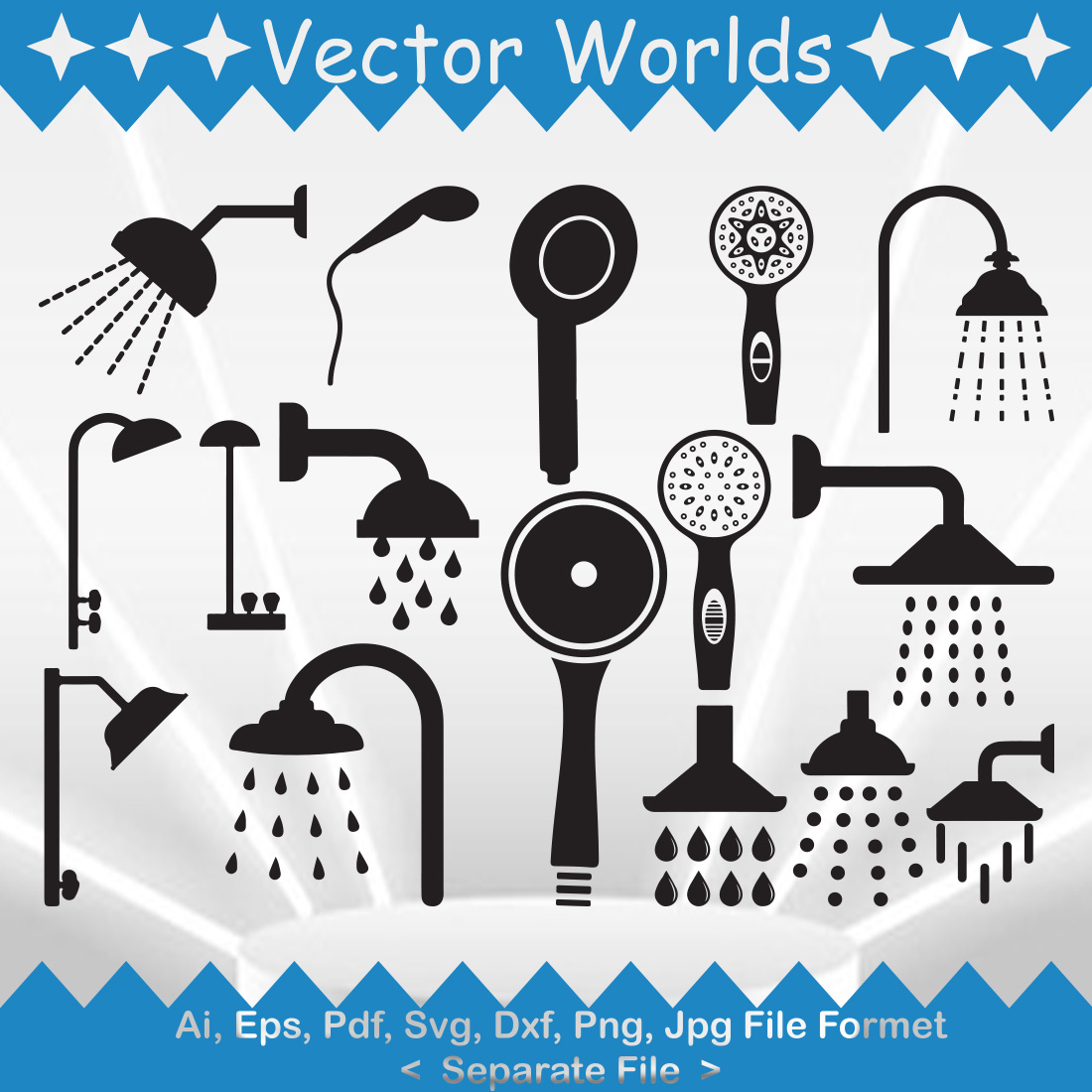 Shower Head SVG Vector Design cover image.