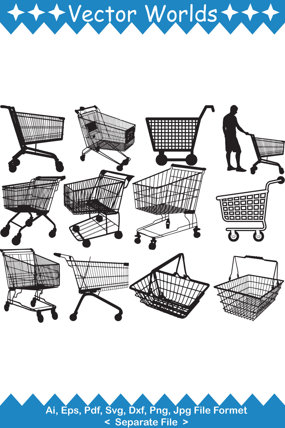 Shopping Cart SVG Vector Design pinterest preview image.