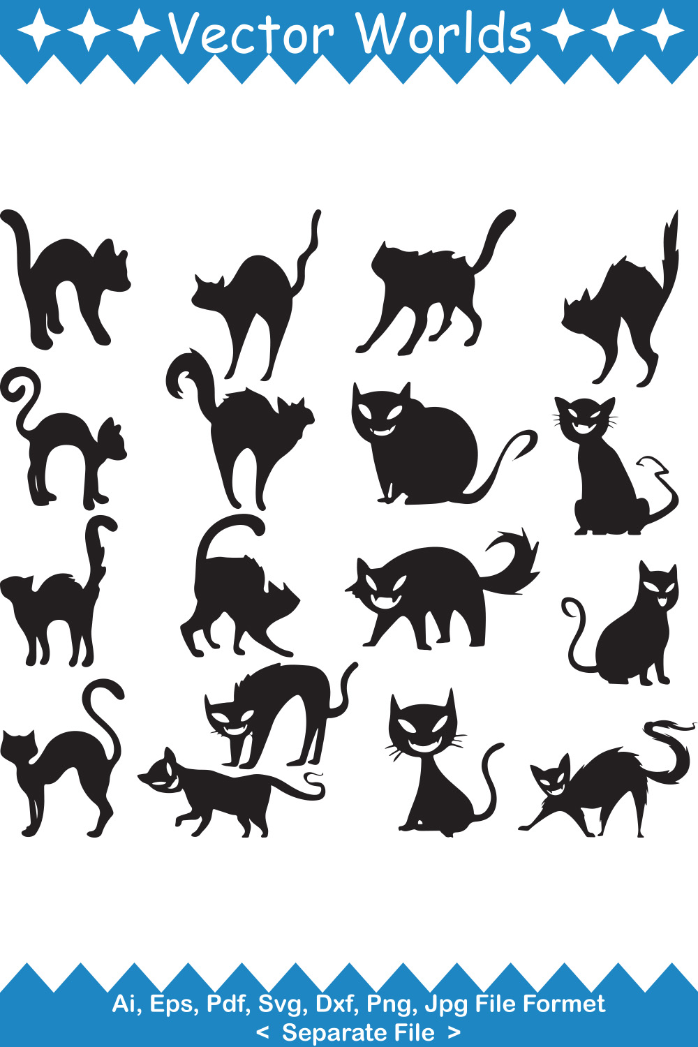 Spooky Cat SVG Vector Design pinterest preview image.