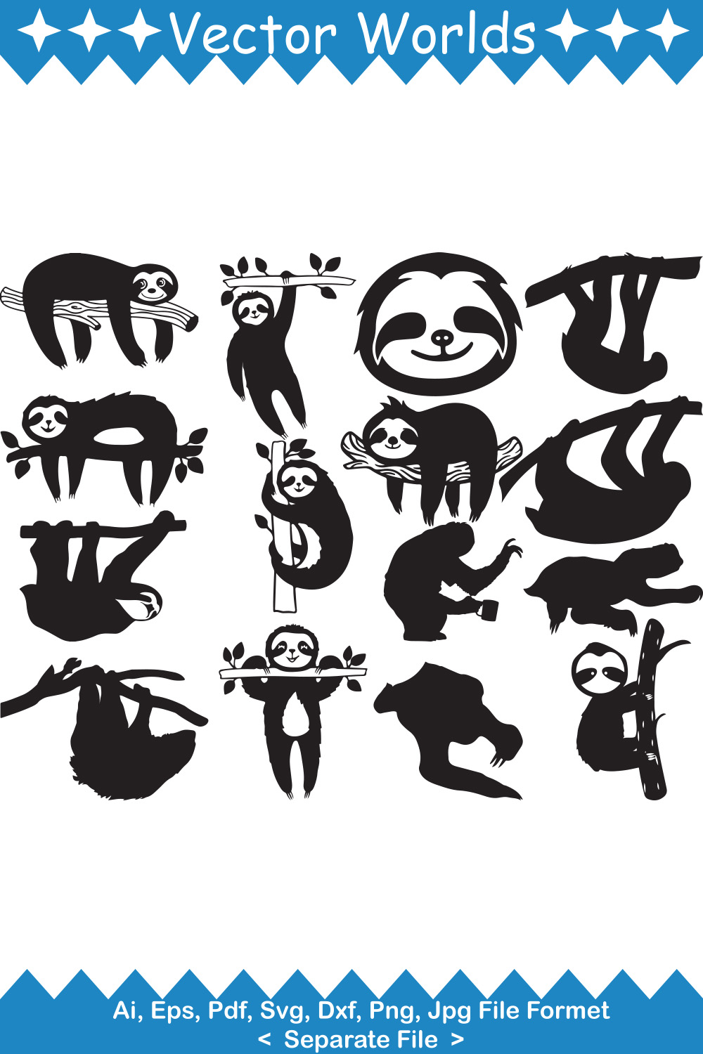 Sloth SVG Vector Design pinterest preview image.