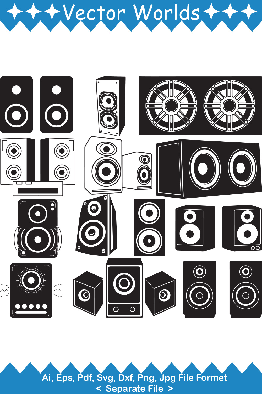 Sound Box SVG Vector Design pinterest preview image.