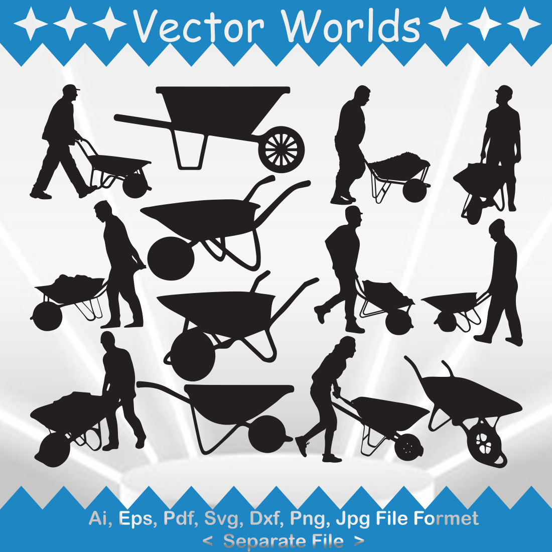 Wheelbarrow SVG Vector Design preview image.