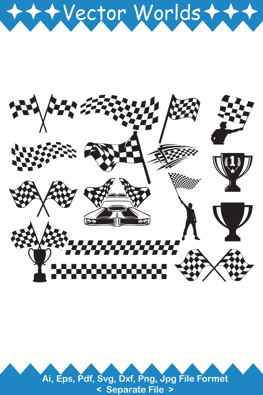 Race Flag SVG Vector Design pinterest preview image.