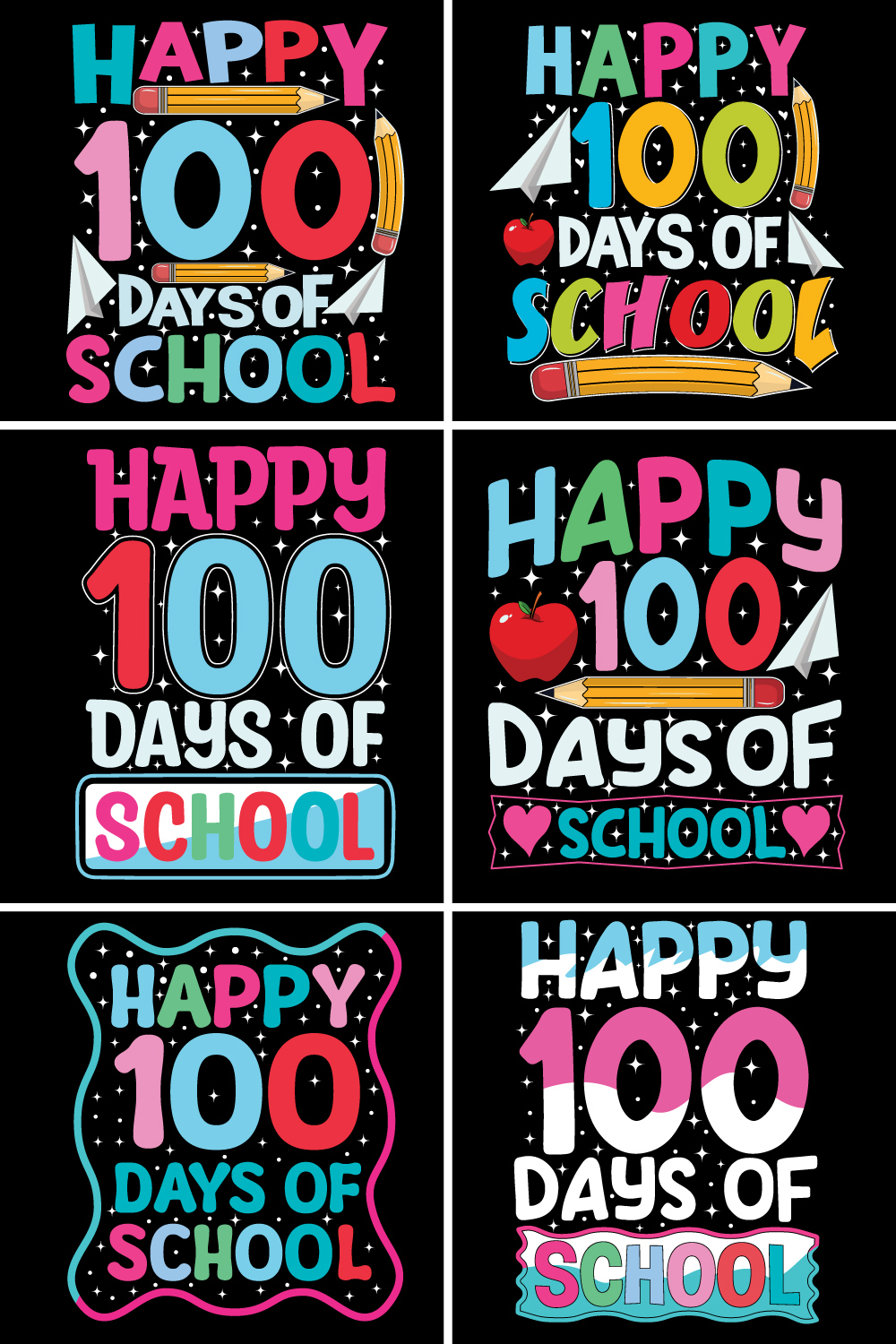 100 DAY OF SCHOOL T SHIRT DESIGN pinterest preview image.